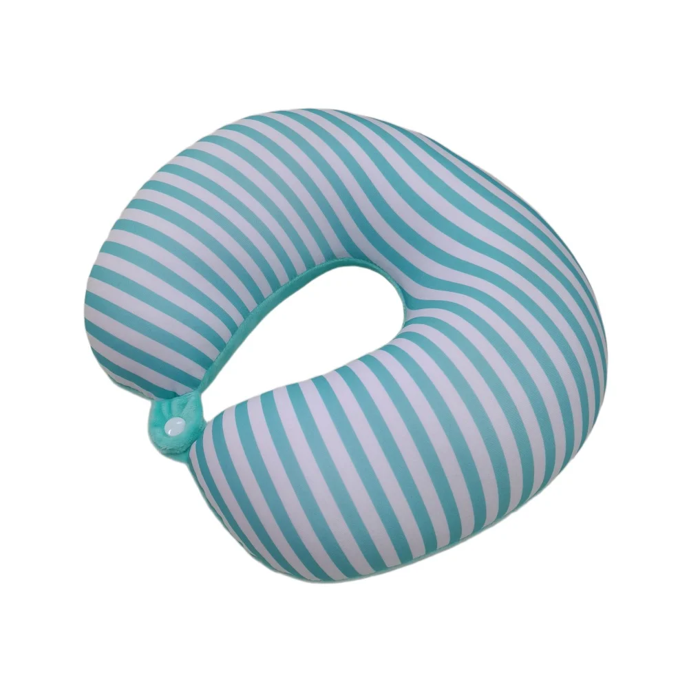 Classic Stripe Micro Bead U Shaped Neck Pillow, Snap Button Portable Travel Pillow For… — image 3