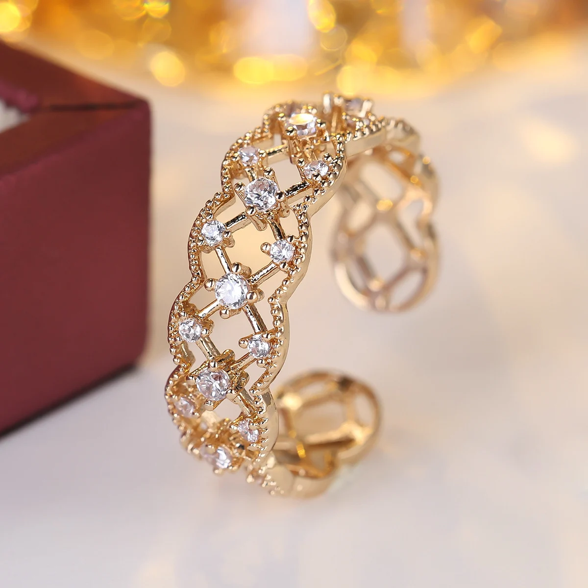 Classic Western Style Light Luxury Ring Fully Pwith Zircons — image 5