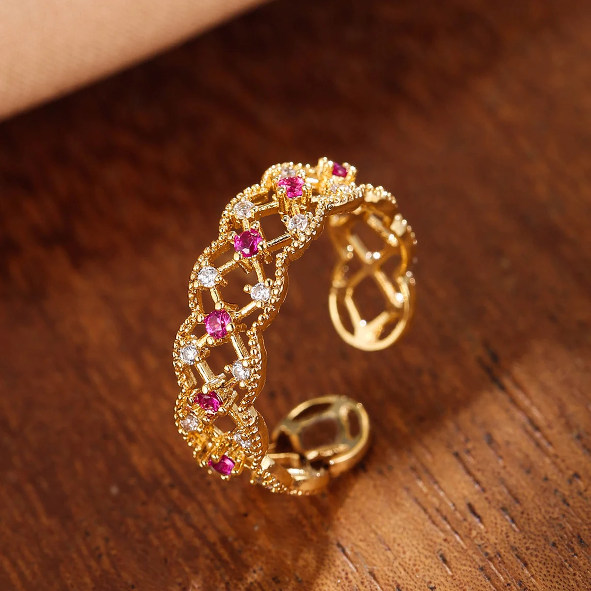 Classic Western Style Light Luxury Ring Fully Pwith Zircons — image 6
