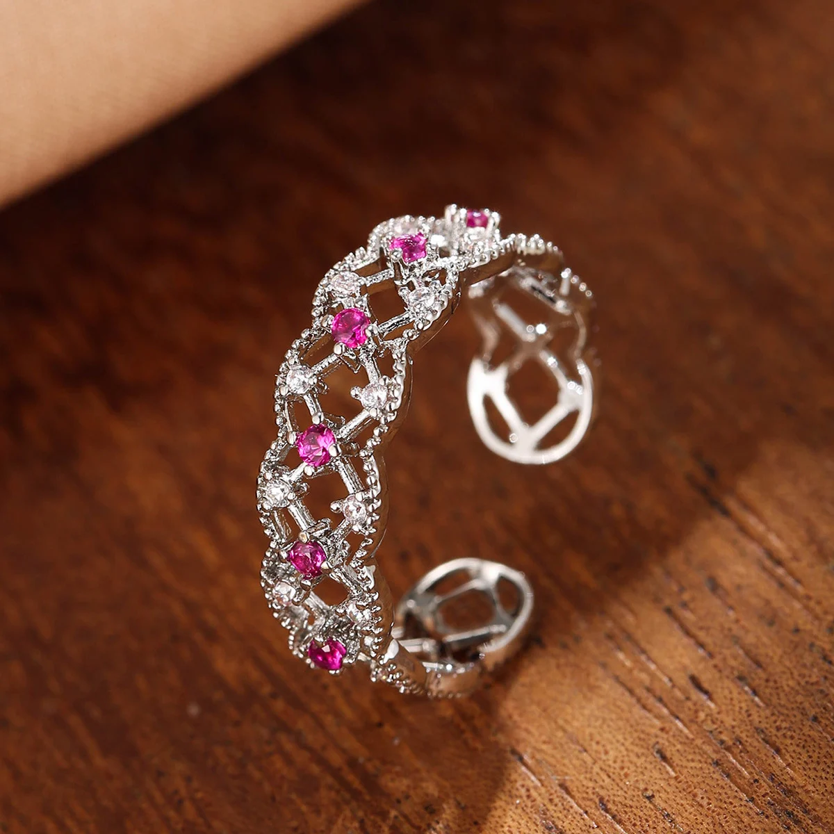 Classic Western Style Light Luxury Ring Fully Pwith Zircons — image 9