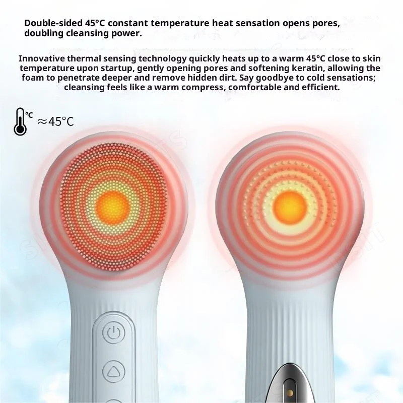Cleansing Vibrating Massage Handheld Warm Silicone Facial Cleanser — image 6