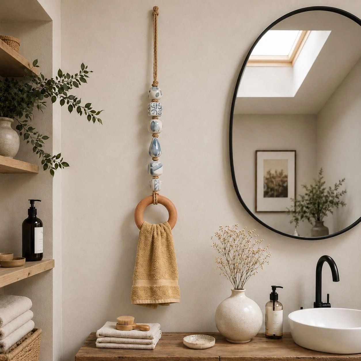 Coastal Blue Beaded Towel Rack — image 2