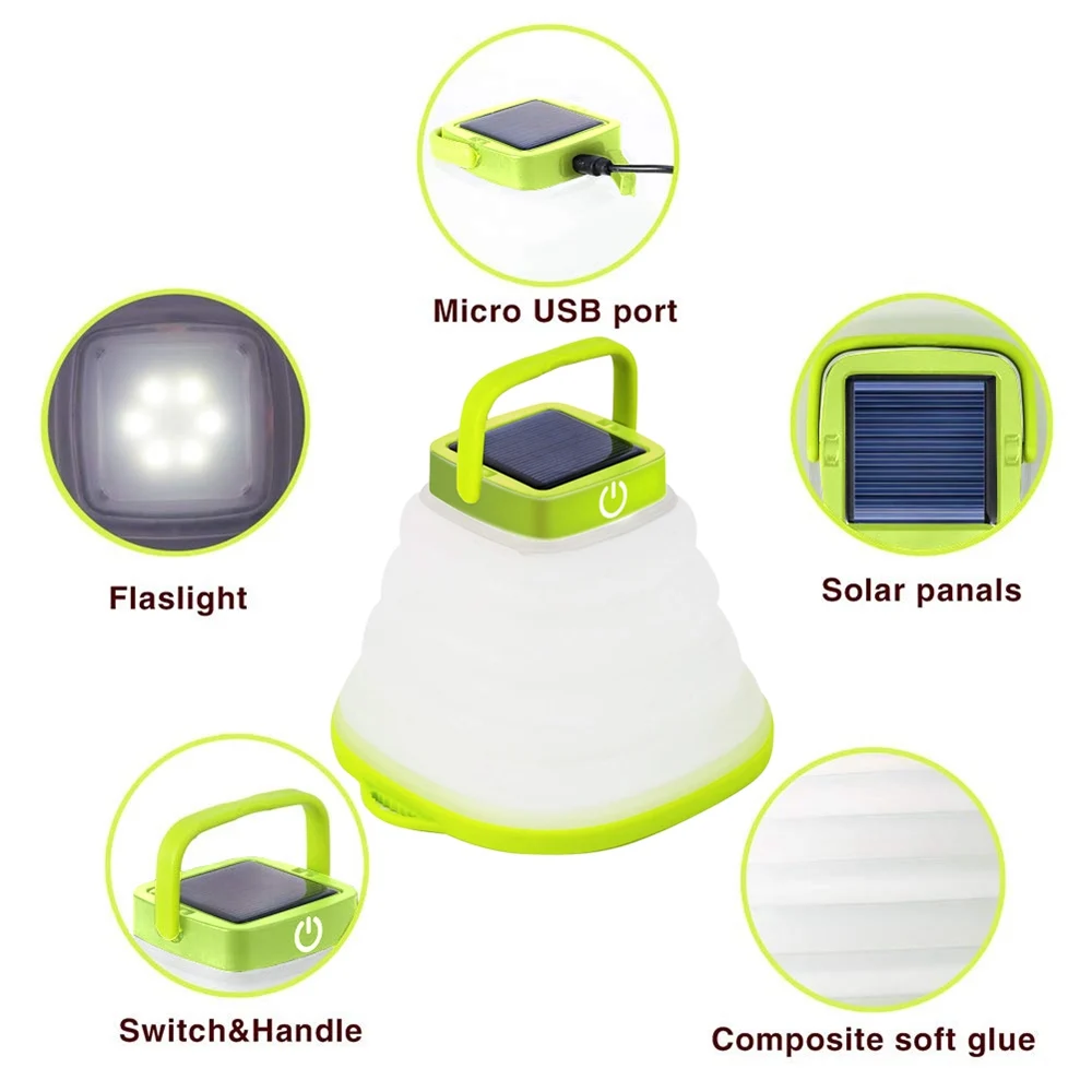Collapsible Camping Light IP68 Waterproof Solar Foldable Lantern Tent Lighting USB… — image 6