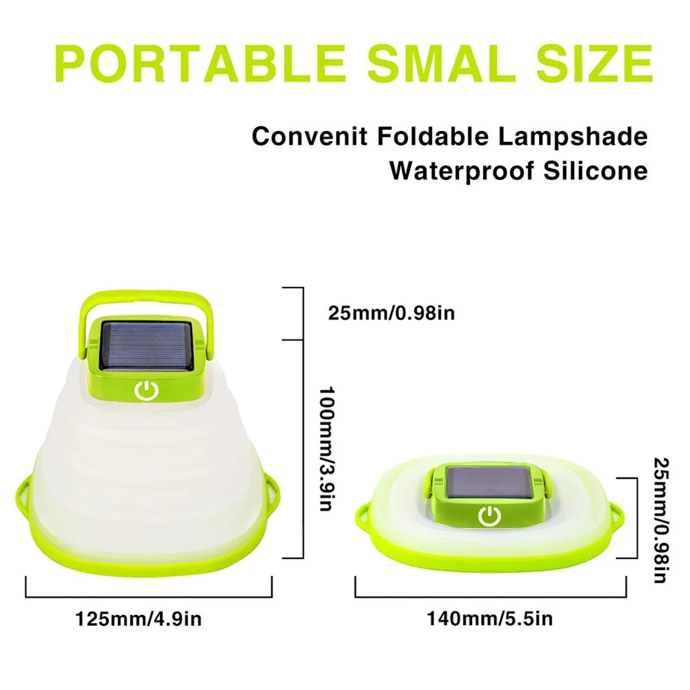 Collapsible Camping Light IP68 Waterproof Solar Foldable Lantern Tent Lighting USB… — image 4