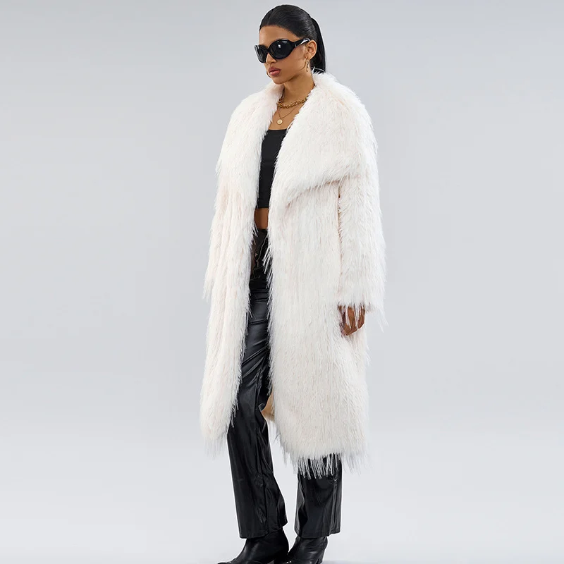 Collar Artificial Fur Top Coat Long Style Temperament For Commuting — image 3
