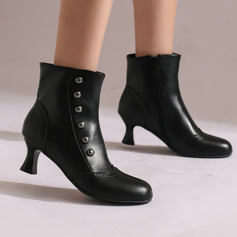 Color-block Block-heeled Ankle Boots With Side Zippers — image 6