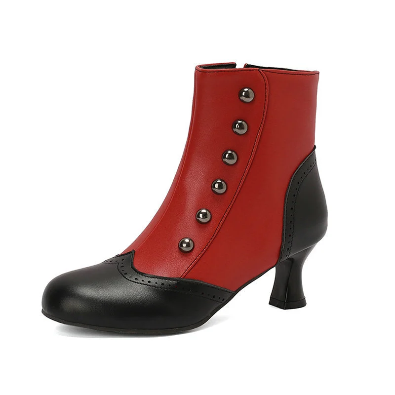 Color-block Block-heeled Ankle Boots With Side Zippers — image 5