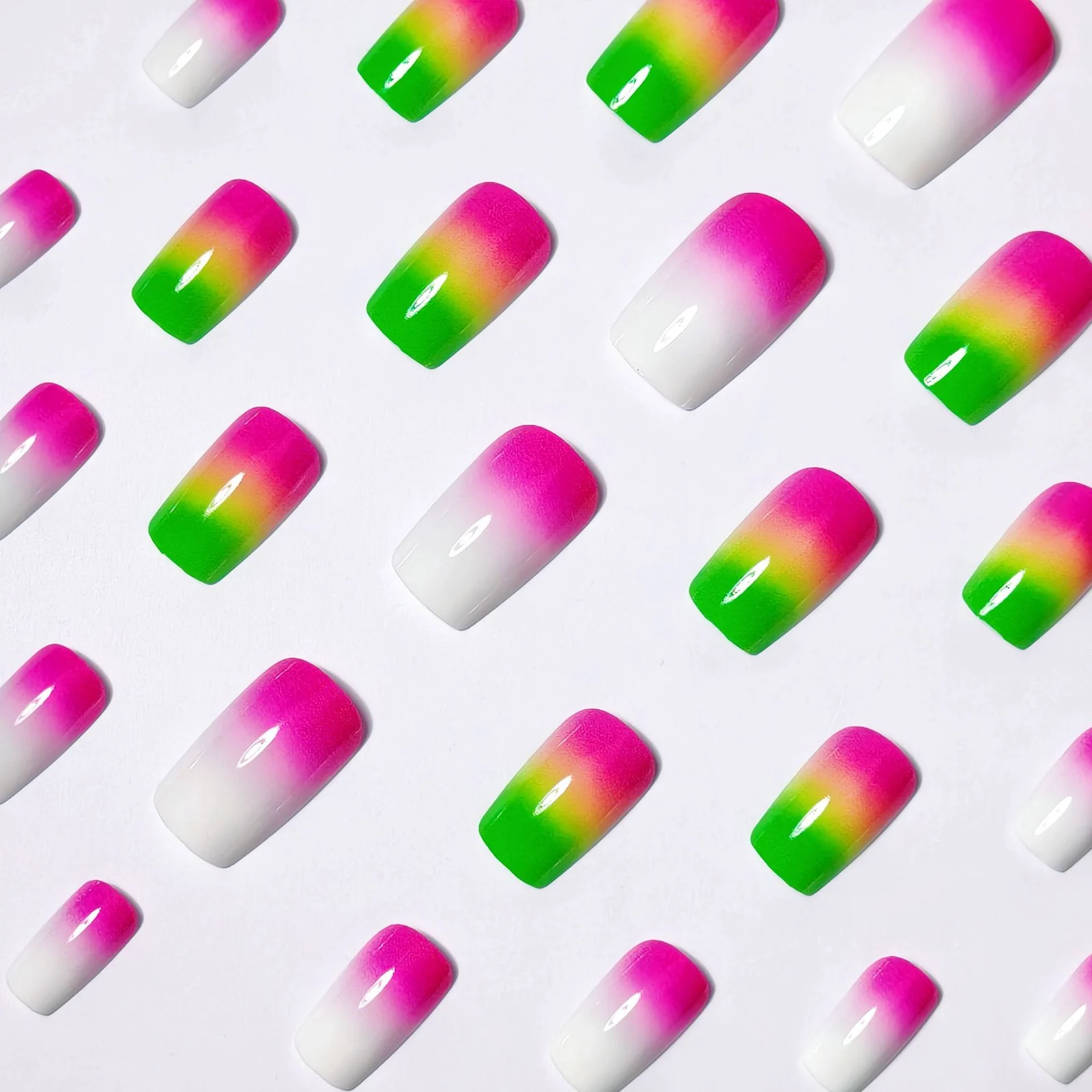Color-block Gradient 24-piece Fake Nail Tips — image 4