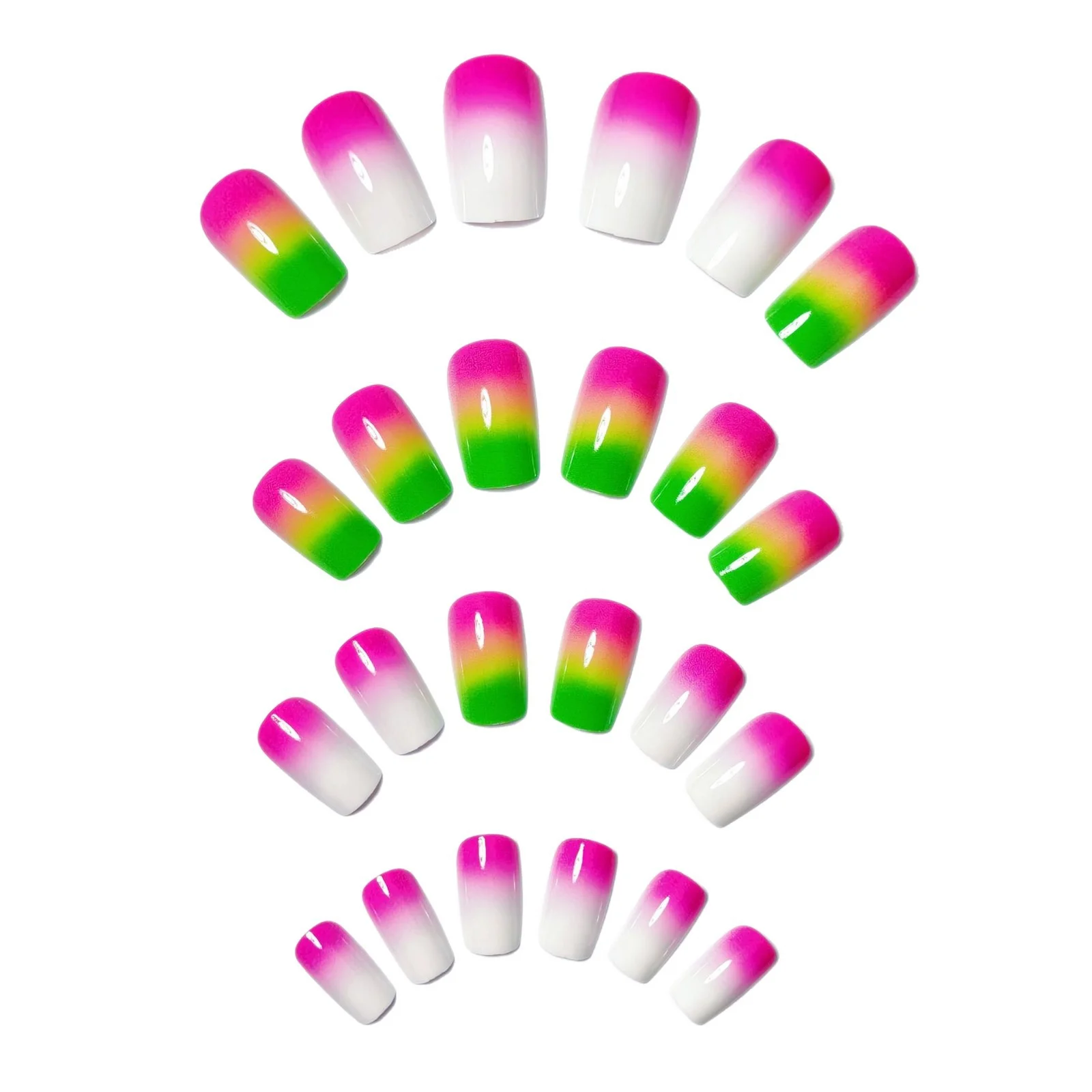 Color-block Gradient 24-piece Fake Nail Tips — image 3