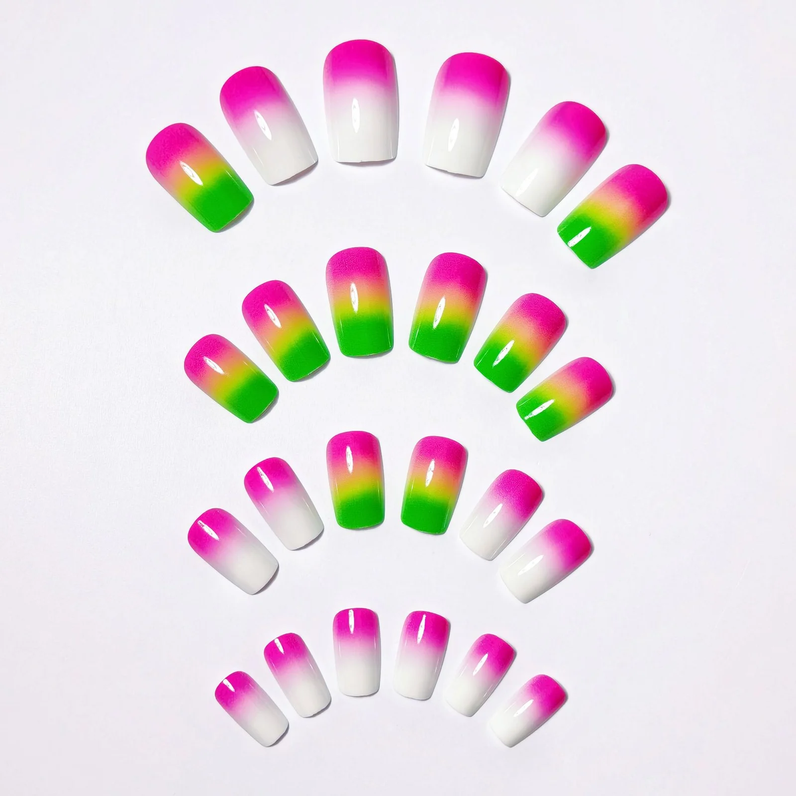 Color-block Gradient 24-piece Fake Nail Tips — image 5