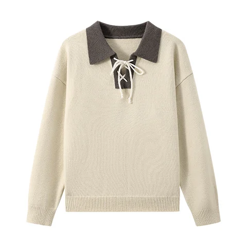 Color-block Lapel Knit Sweater For Men — image 3