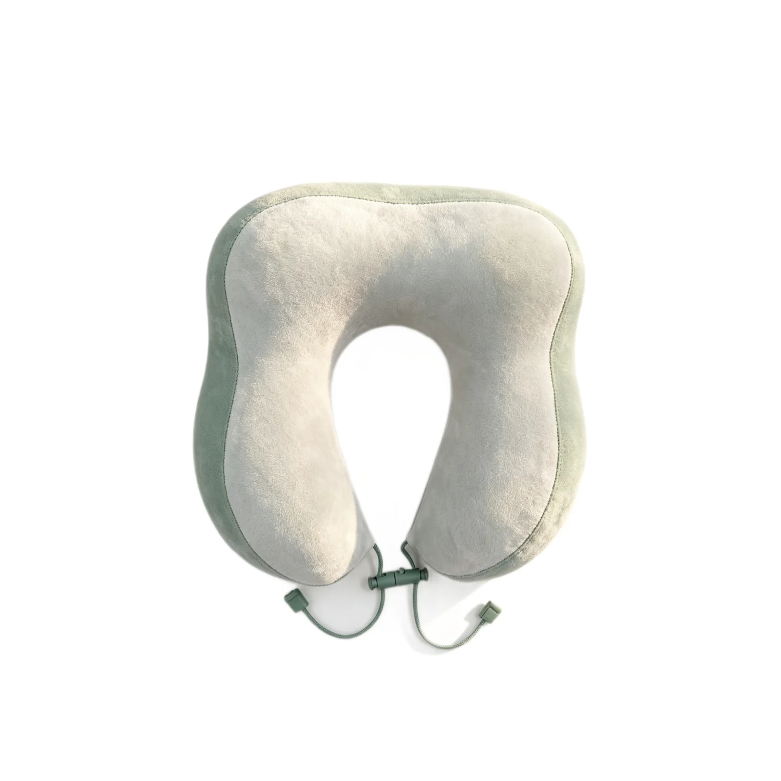 Color Block Plush Memory Foam U Shaped Neck Pillow, Adjustable Drawstring Travel… — image 2