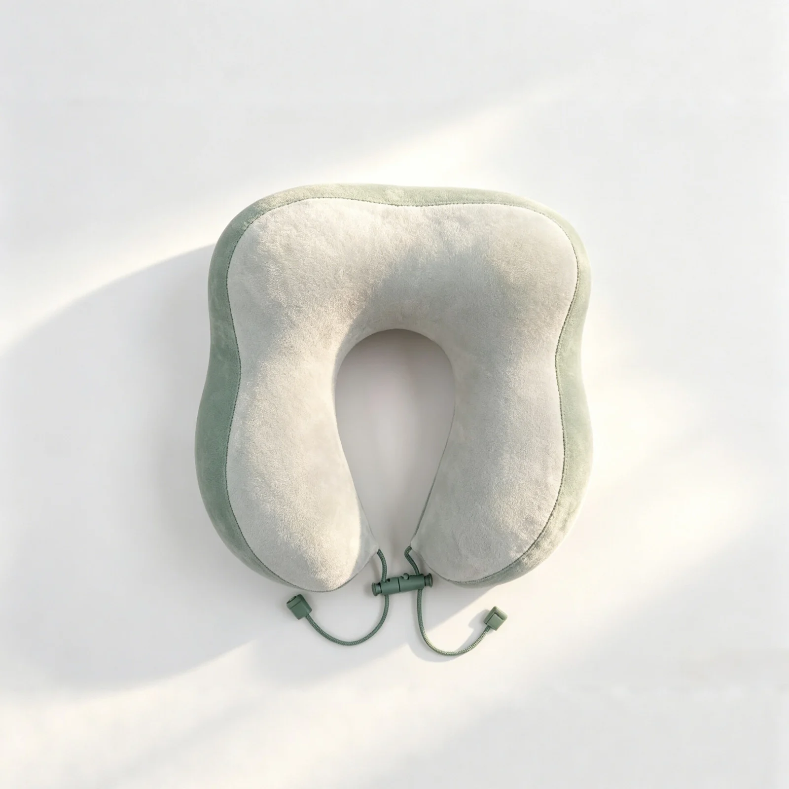 Color Block Plush Memory Foam U Shaped Neck Pillow, Adjustable Drawstring Travel… — image 4