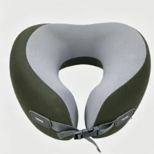 Color Block Plush Memory Foam U Shaped Neck Pillow, Snap Button Travel Pillow For… — image 1