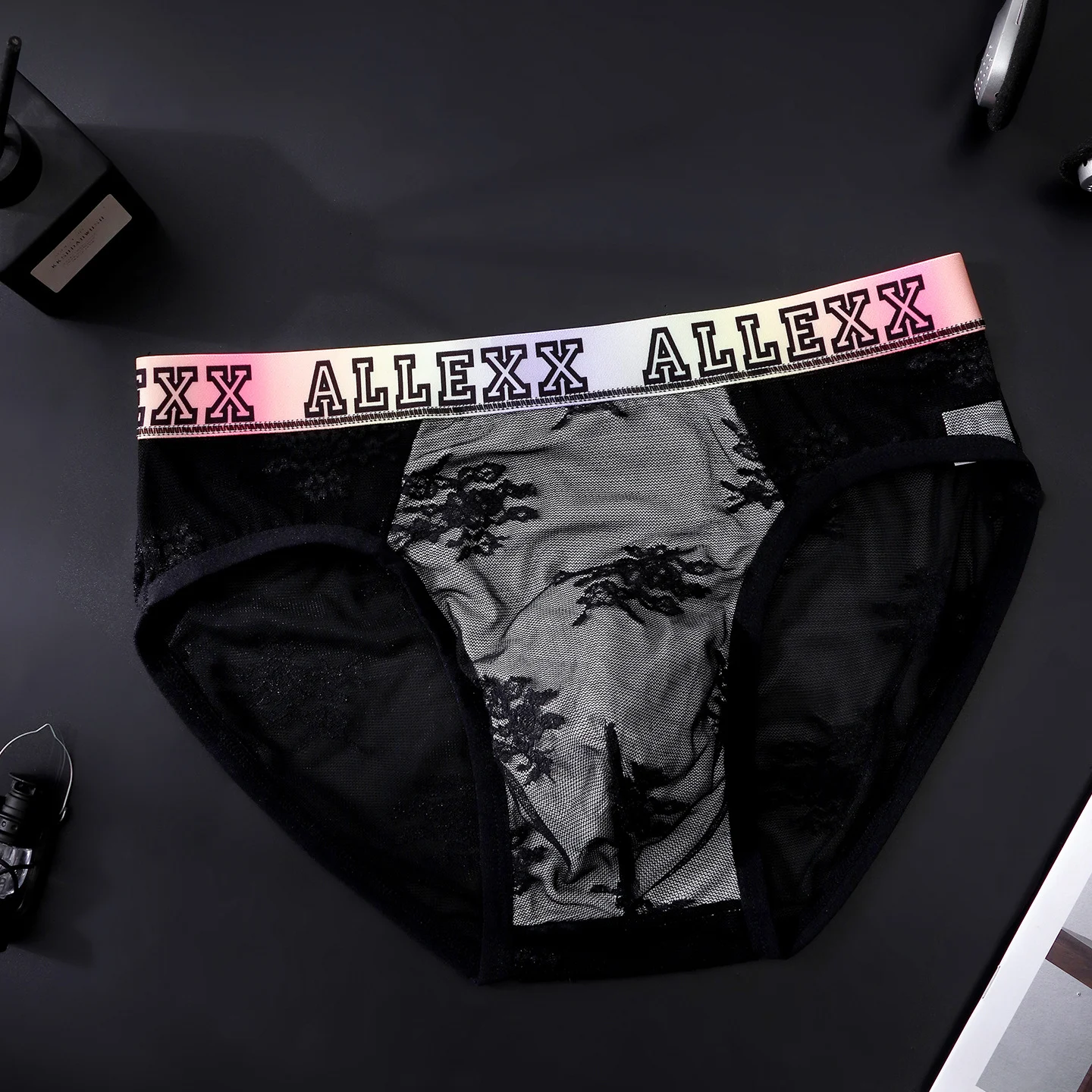 Color-block Vibrant-alphabet Mens Ultra-thin Underwear — image 4
