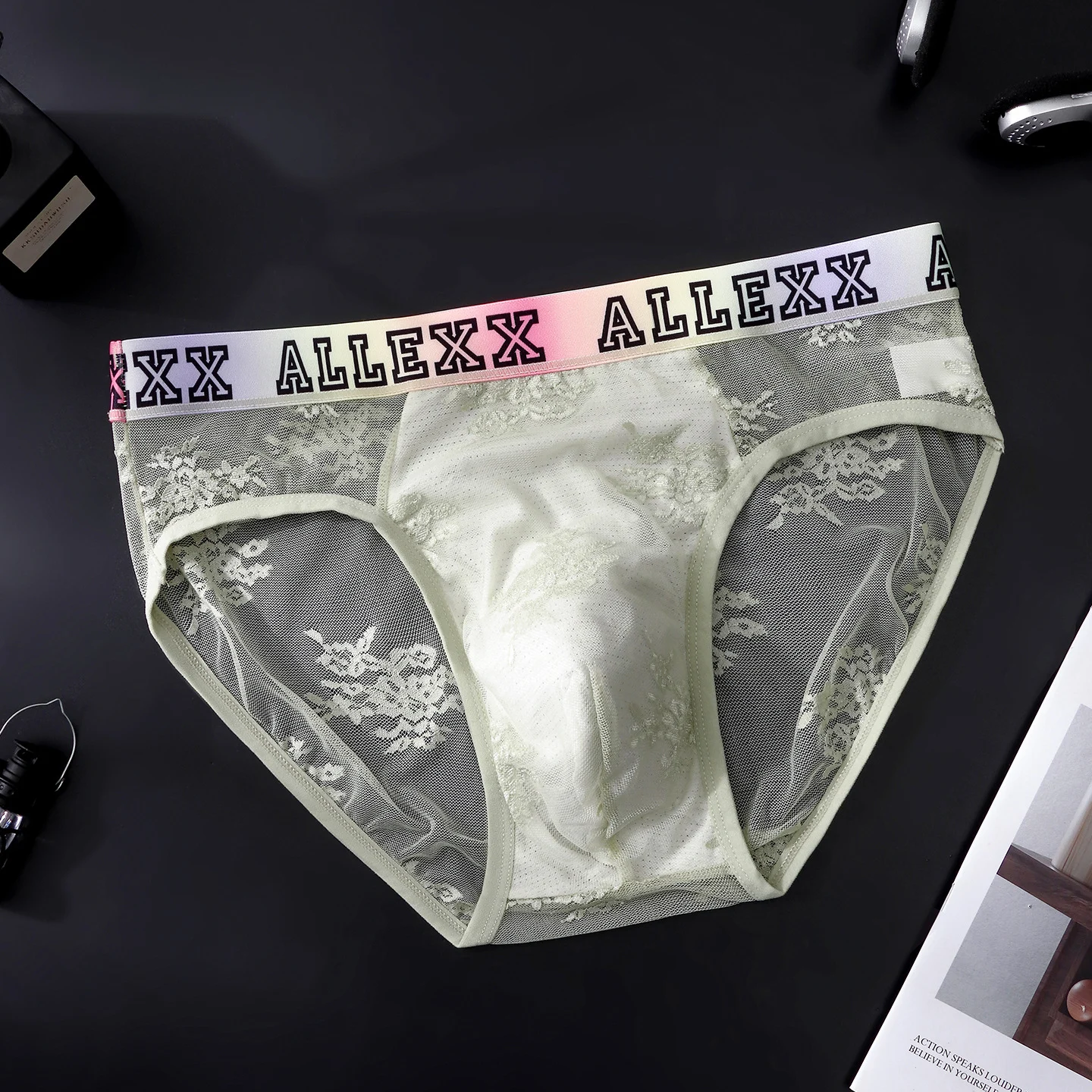 Color-block Vibrant-alphabet Mens Ultra-thin Underwear — image 5