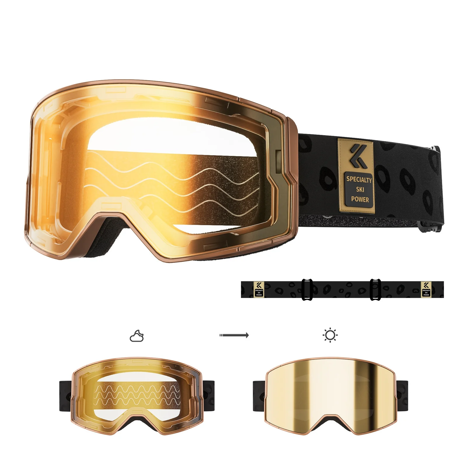 Color-changing Magnetic-suction Ski Goggles Outdoor Hiking Windproof Glasses — image 5