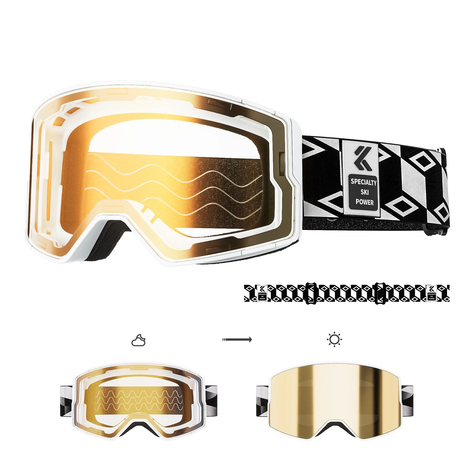 Color-changing Magnetic-suction Ski Goggles Outdoor Hiking Windproof Glasses — image 2