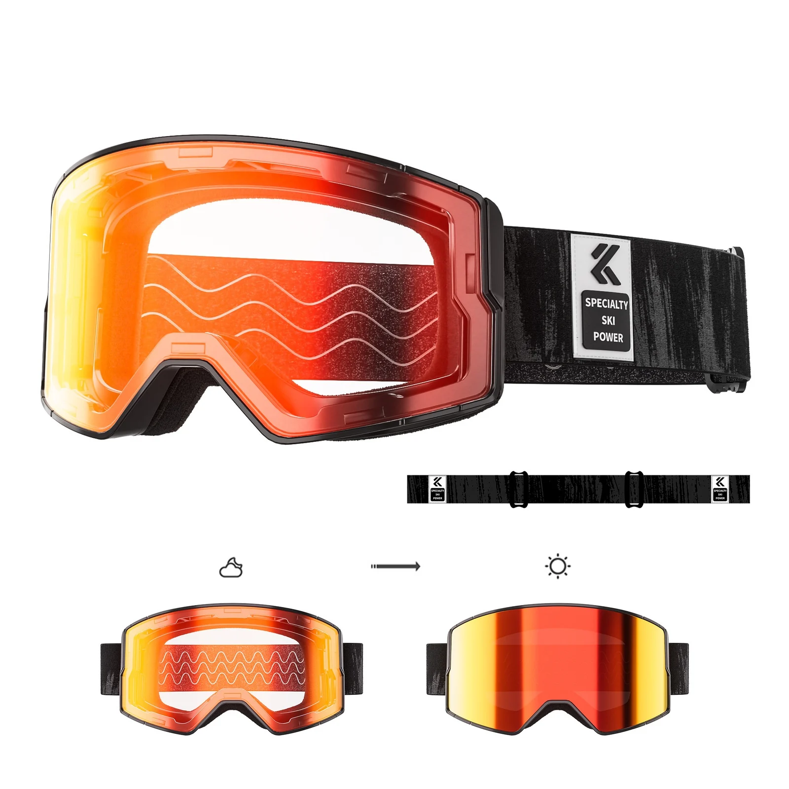 Color-changing Magnetic-suction Ski Goggles Outdoor Hiking Windproof Glasses — image 8