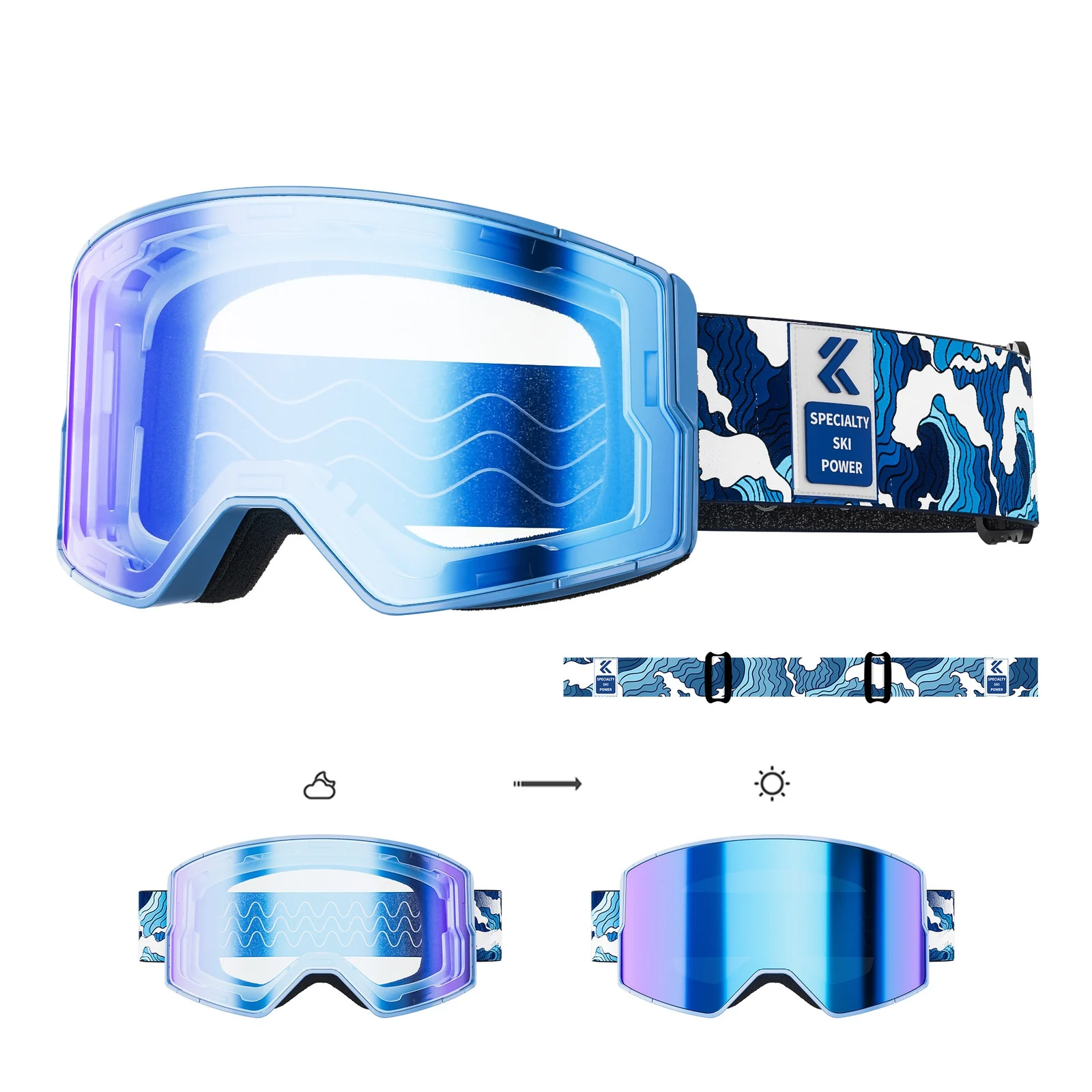 Color-changing Magnetic-suction Ski Goggles Outdoor Hiking Windproof Glasses — variant image