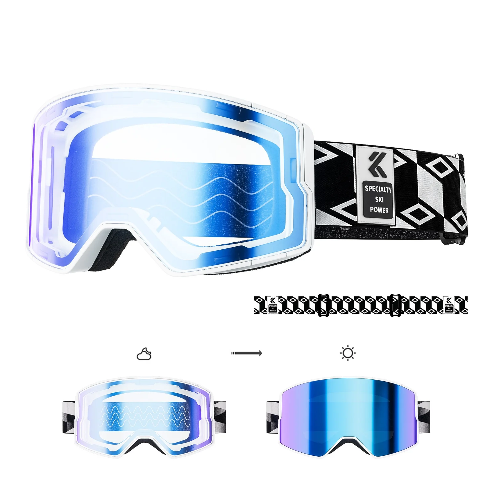 Color-changing Magnetic-suction Ski Goggles Outdoor Hiking Windproof Glasses — image 1