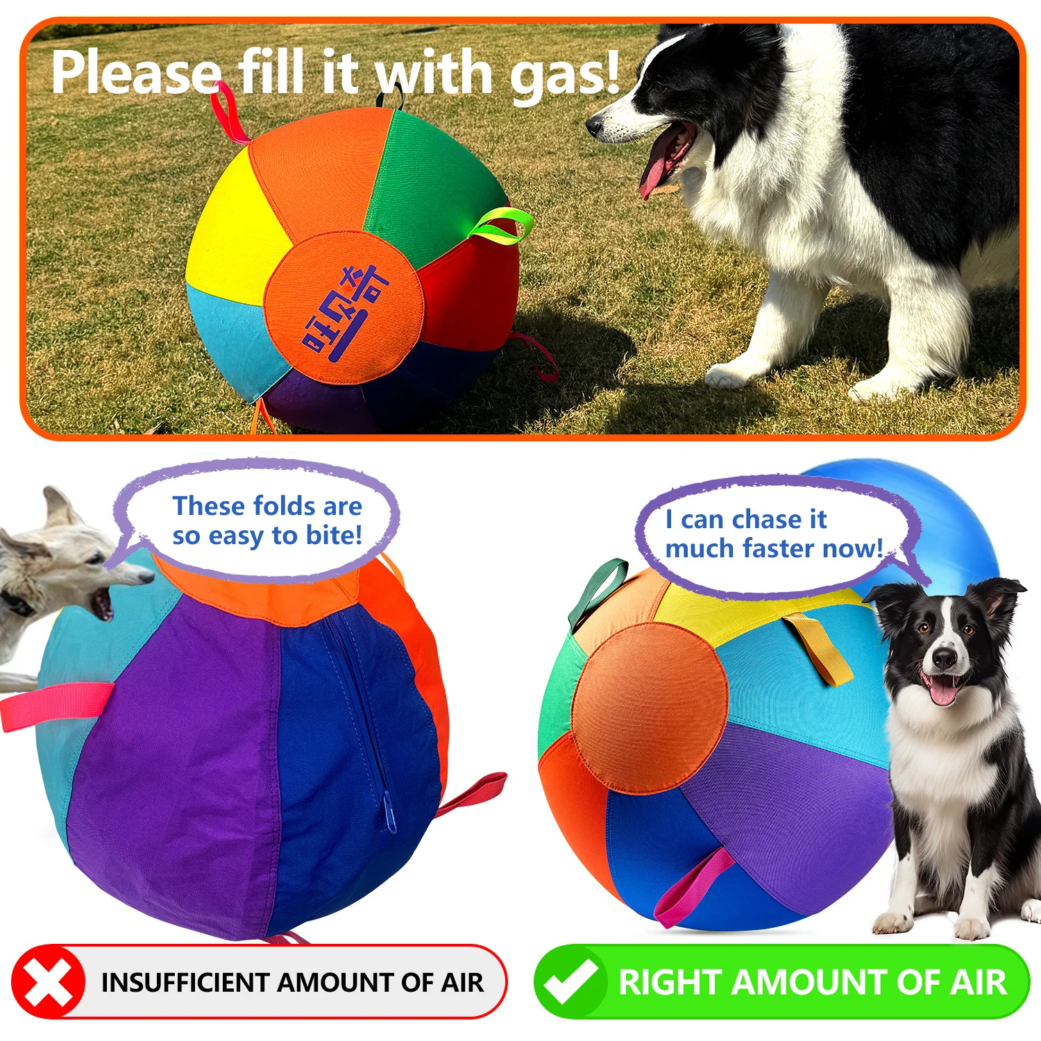 Colorful Inflatable Dog Toy Ball, Self-play Training For Border Collies & Golden… — image 3