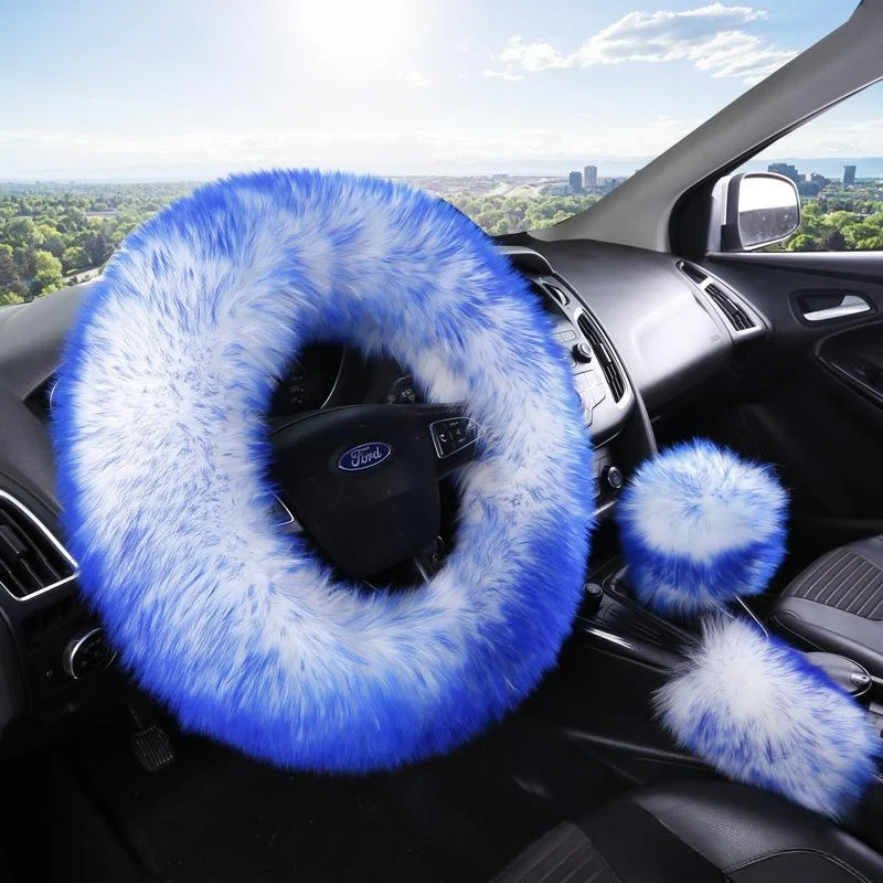Colorful Plush Car Steering Wheel Cover — image 9