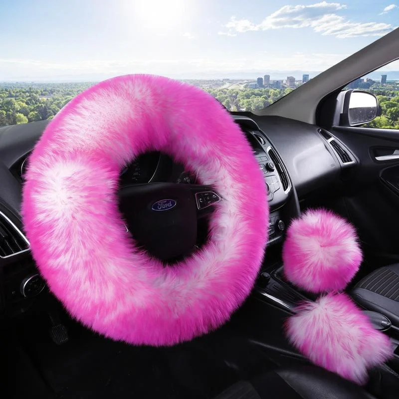 Colorful Plush Car Steering Wheel Cover — image 6