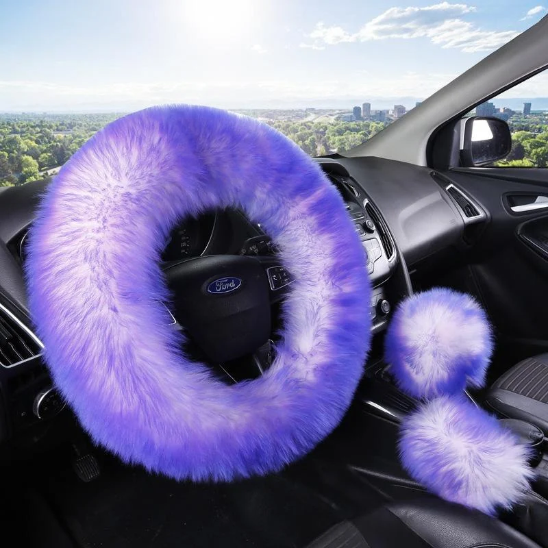 Colorful Plush Car Steering Wheel Cover — image 7