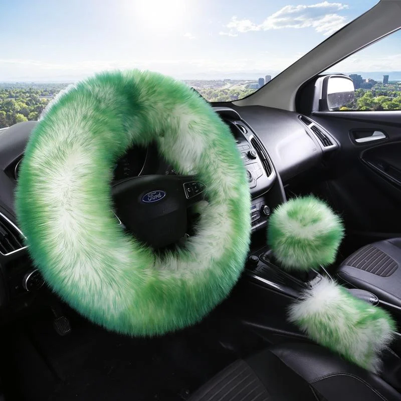 Colorful Plush Car Steering Wheel Cover — image 3