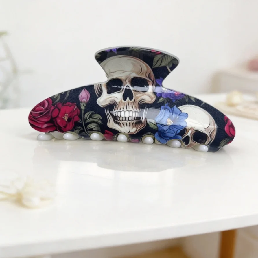 Colorful Skull And Flower Hair Clip Accessory — image 3