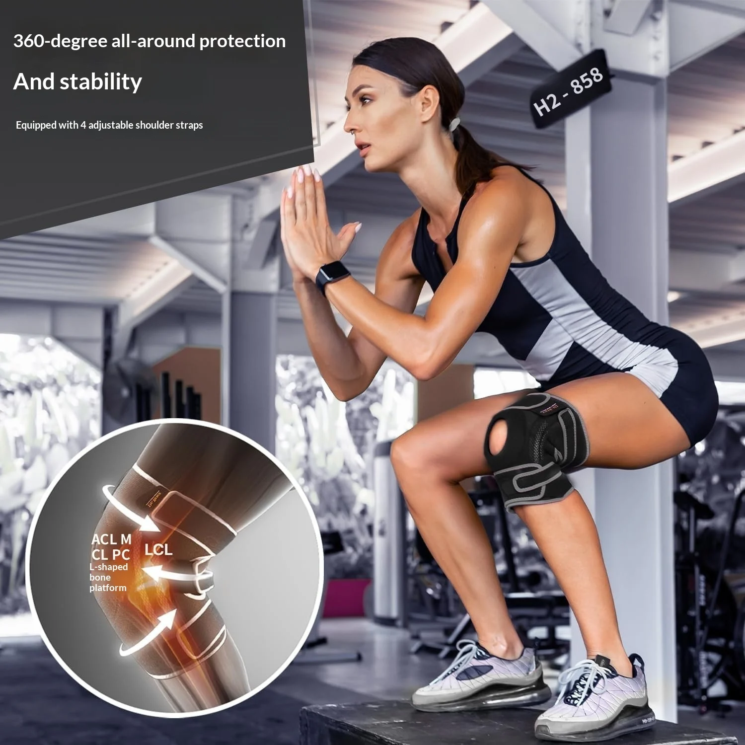 Compression Knee Brace With Patellar Shock-absorbing Pad For Sports Protection — image 5