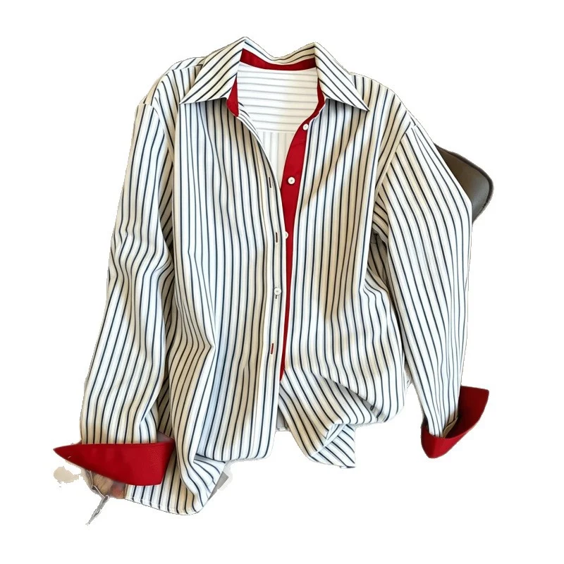 Contrast-striped Polo-collar Long-sleeve Shirt — image 4