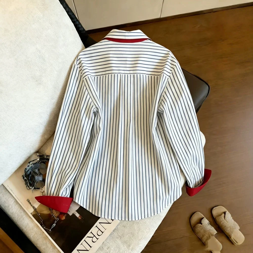 Contrast-striped Polo-collar Long-sleeve Shirt — image 5