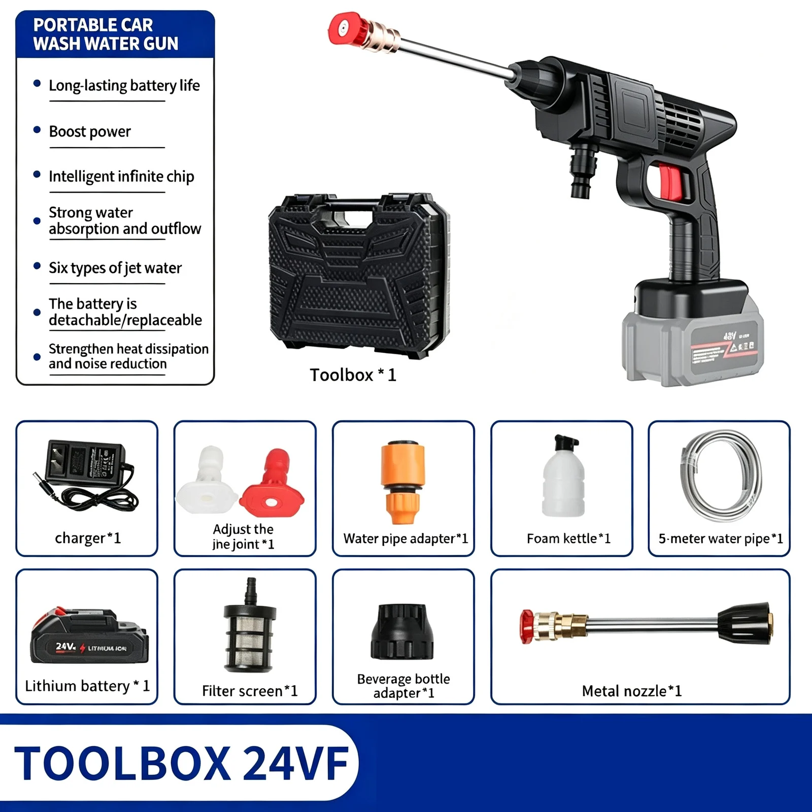 Cordless High Pressure Car Washing Gun Rechargeable Portable Power Washer Sprayer With… — image 4