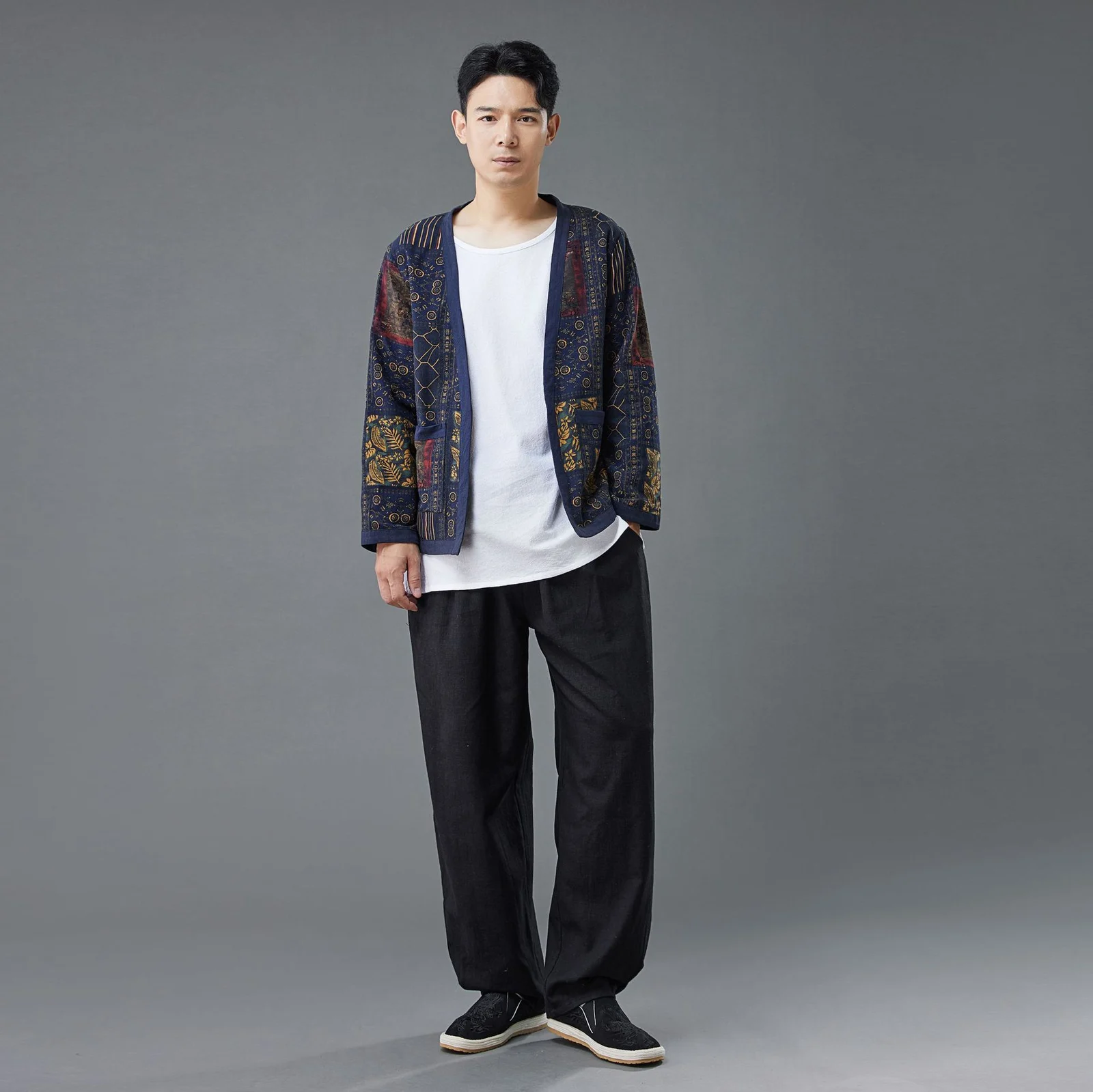 Cotton-linen Printed Floral Cardigan Jacket — image 6