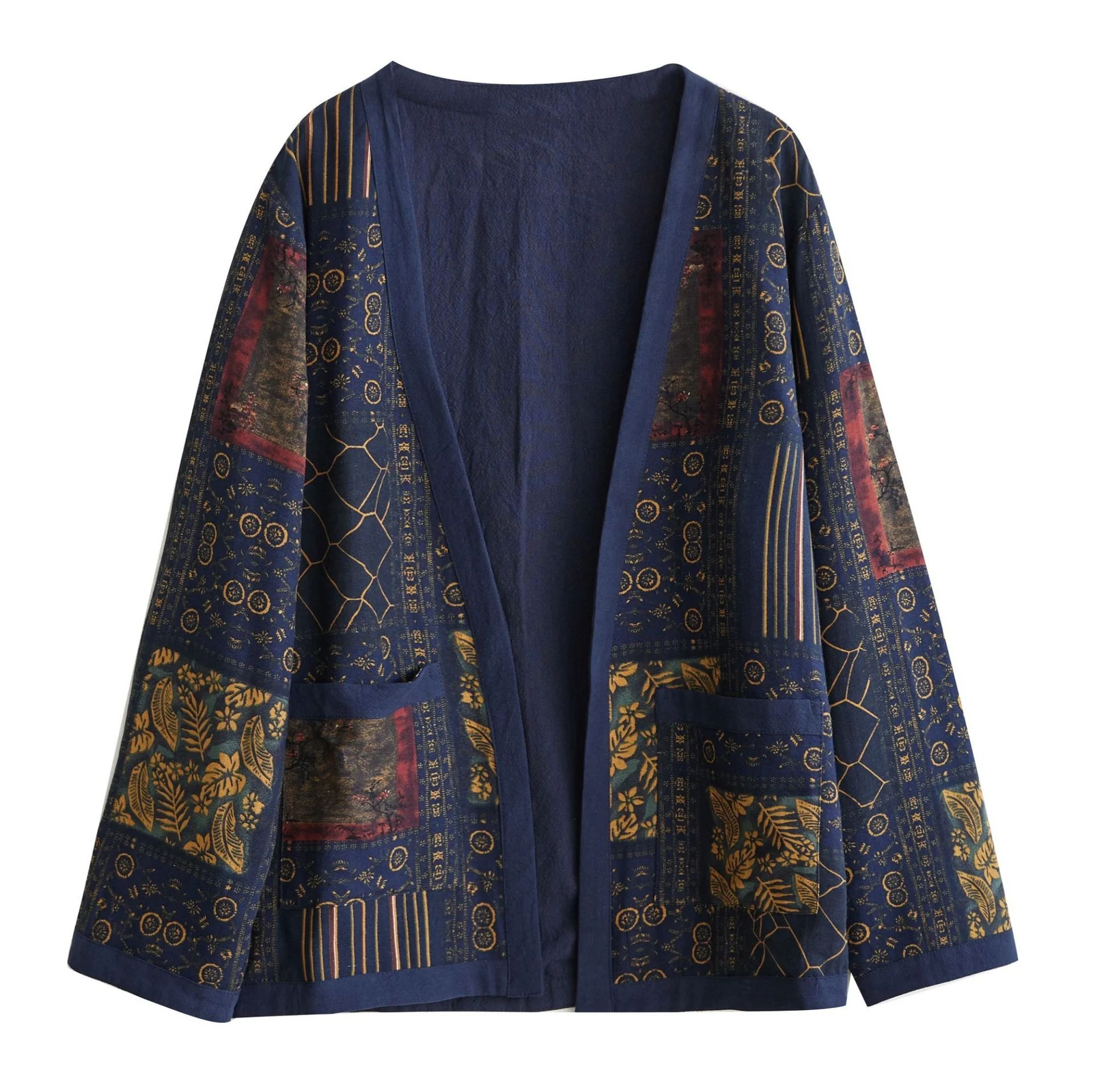 Cotton-linen Printed Floral Cardigan Jacket — image 4