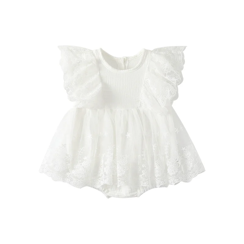 Cotton Romper With Lace And Mesh For Little Girls — image 5