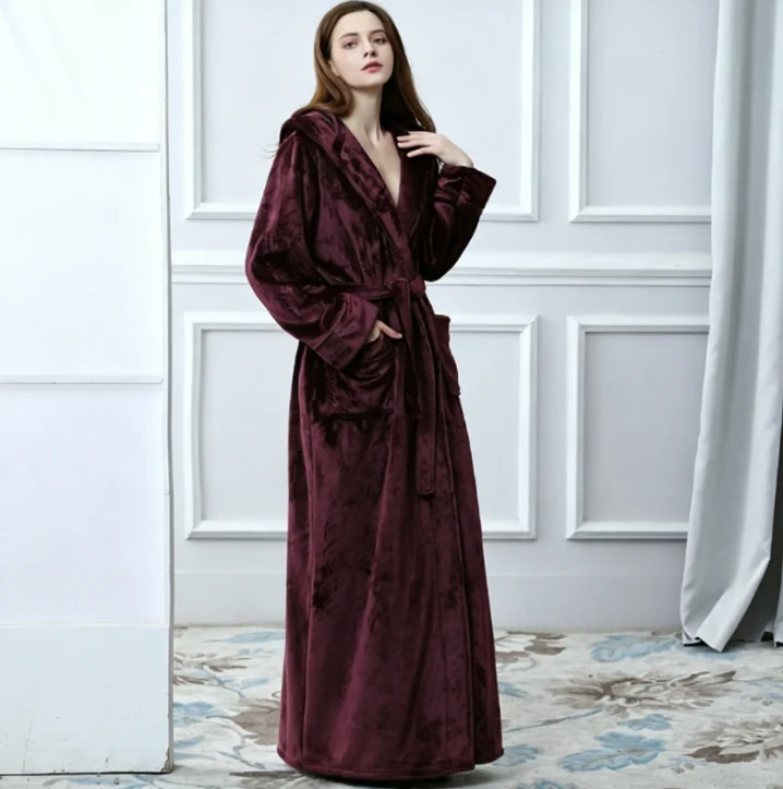 Couples Autumnwinter Hooded Warm Flannel Robe — image 12