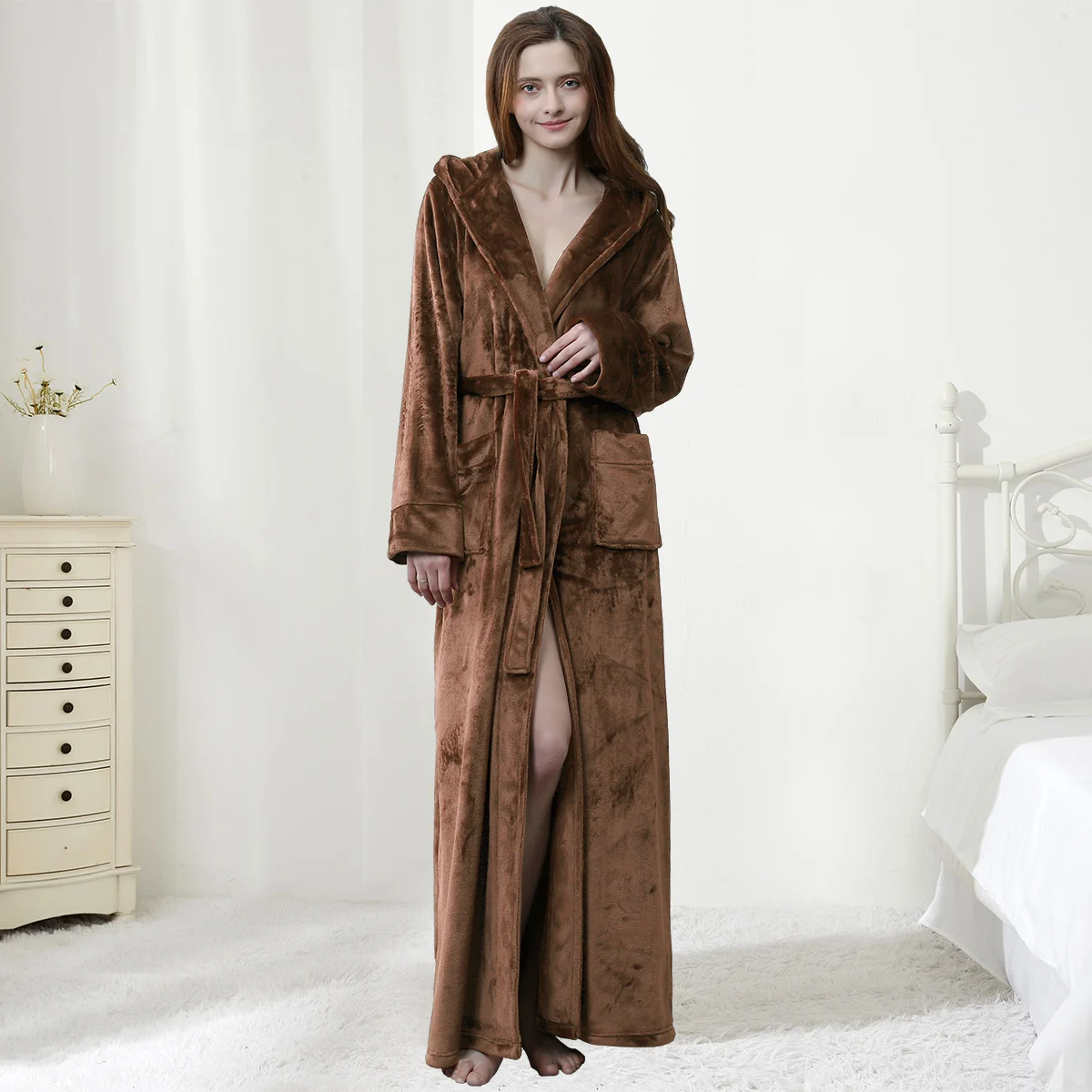 Couples Autumnwinter Hooded Warm Flannel Robe — image 2