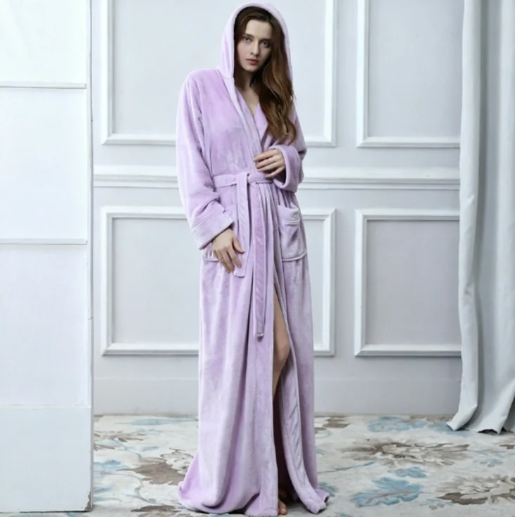 Couples Autumnwinter Hooded Warm Flannel Robe — image 10