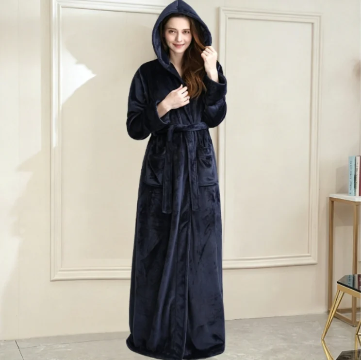Couples Autumnwinter Hooded Warm Flannel Robe — image 9