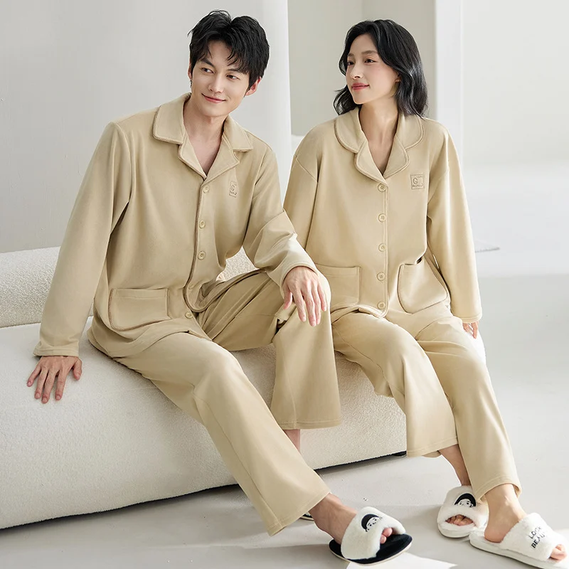 Couples Pajamas Autumnwinter Thickened Fleece-lined Coral Fleece Mens Set — image 8