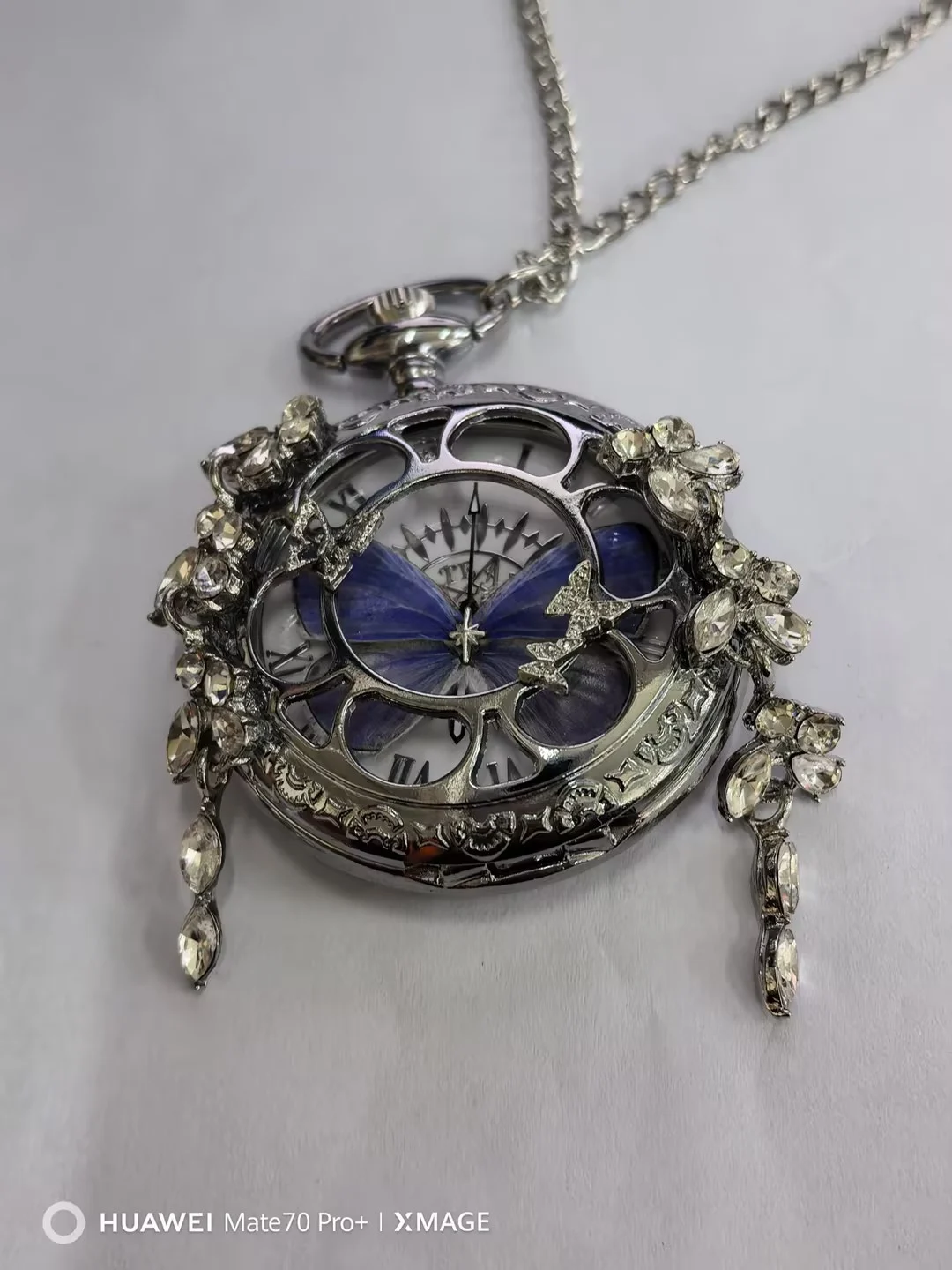 Couples Teal And Green Butterfly Animated Pocket Watch For Graduation Season — image 4