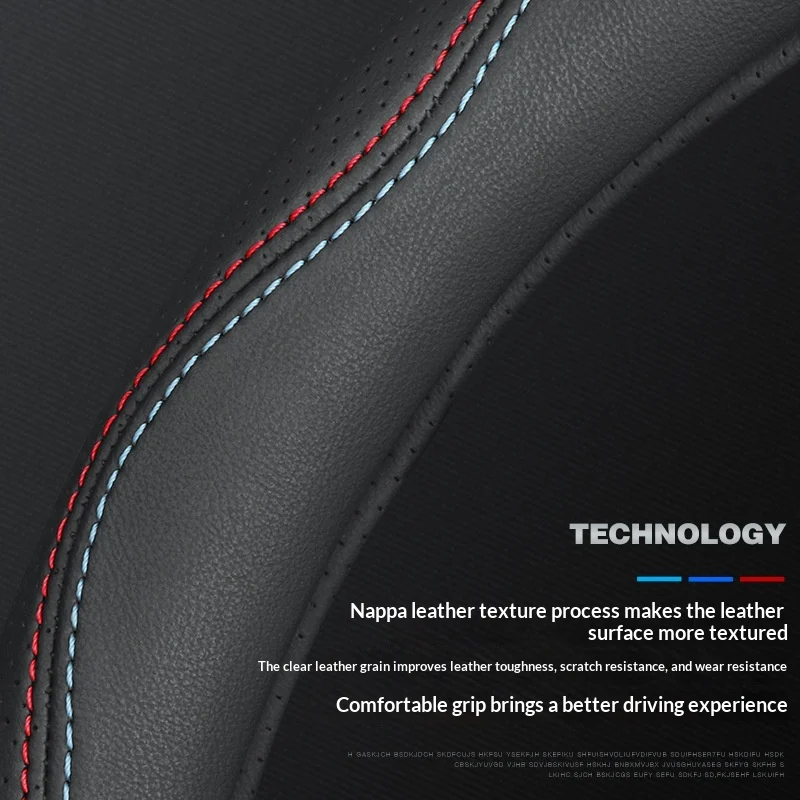 Cowhide Steering Wheel Cover Sporty Style — image 3