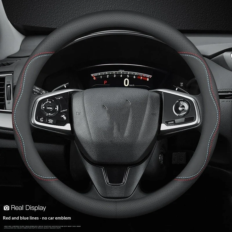 Cowhide Steering Wheel Cover Sporty Style — image 2