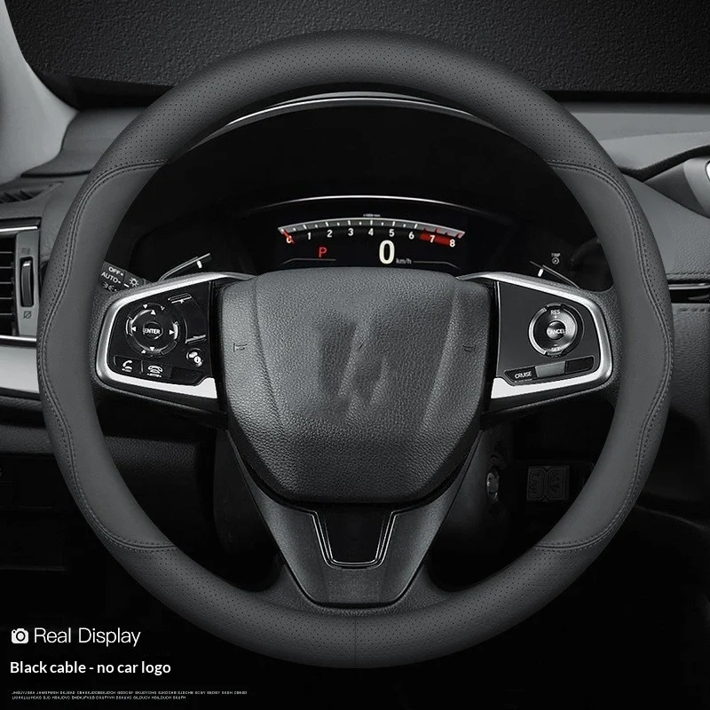Cowhide Steering Wheel Cover Sporty Style — image 5