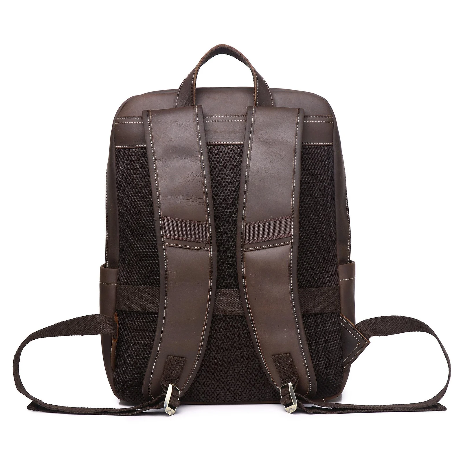 Crazy Horse Leather Cowhide Brown Mens Backpack — image 5