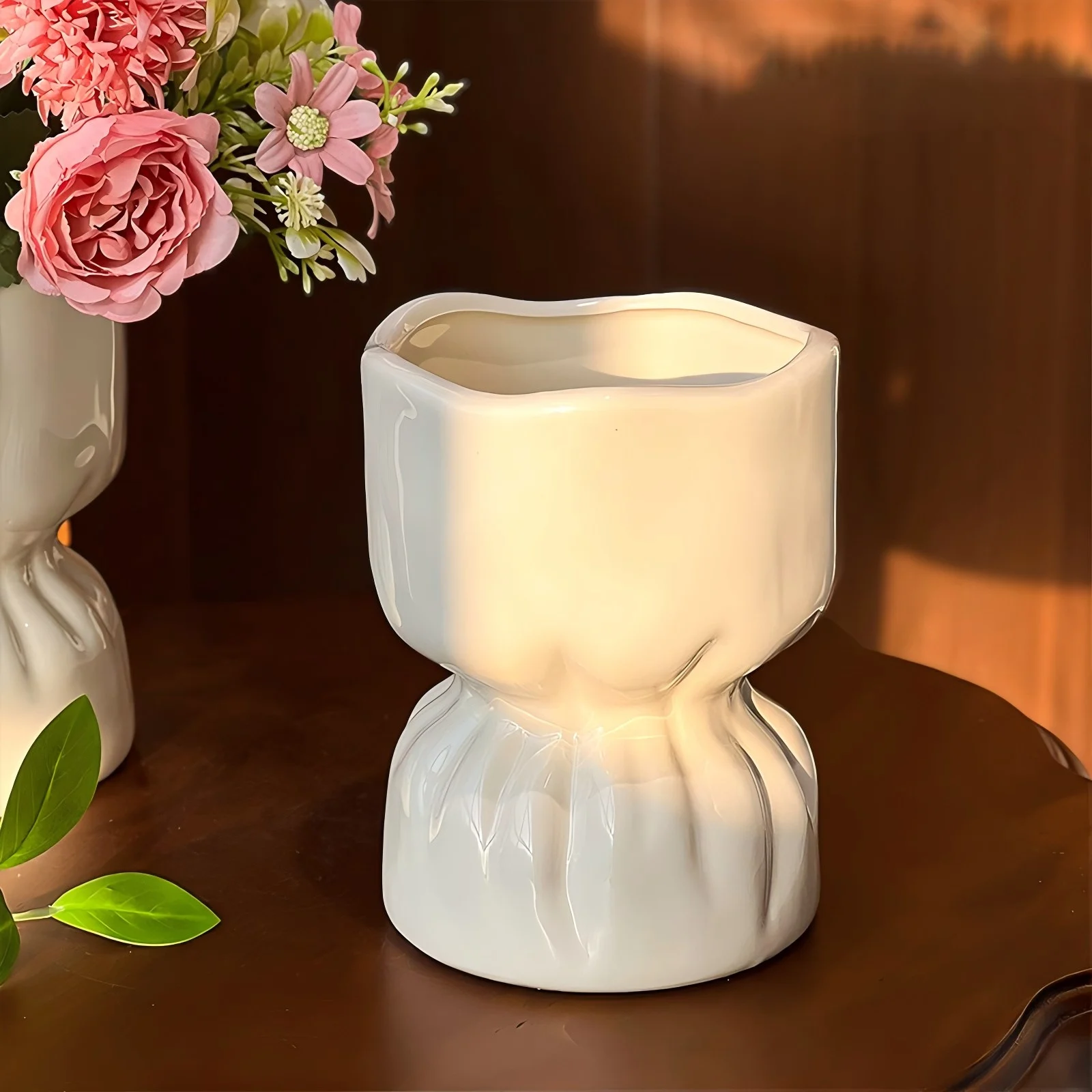 Creamy-style Flower Bouquet Vase Study Room Decorative Ornament — image 6