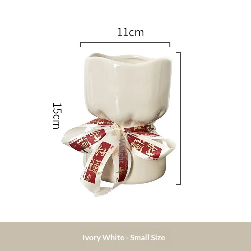 Creamy-style Flower Bouquet Vase Study Room Decorative Ornament — image 4